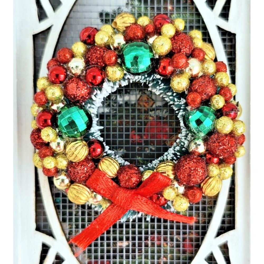 Dollhouse Miniature 1:12 Christmas Wreath Handcrafted Vintage Bauble Wreath OOAK